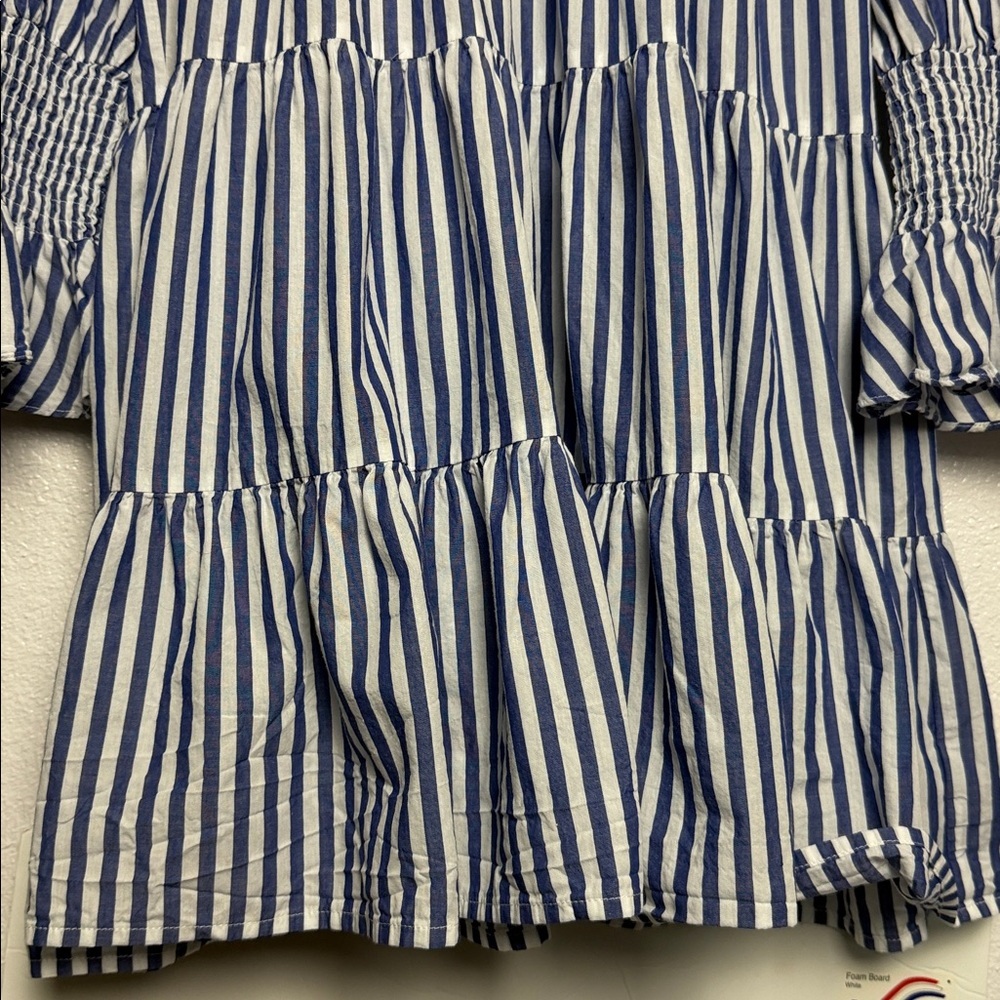Pomander Kenzo Cotton Poplin Dress Blue White Mini Size Large - Picture 9 of 10